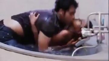 Indian couple making out in the bath tub