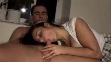 Girl sucks dick and gets pounded