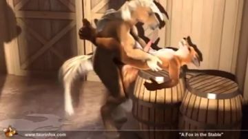 3D horse and fox have gay sex 