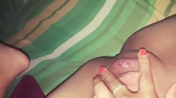 Raunchy Uruguayan slut masturbating on her bed